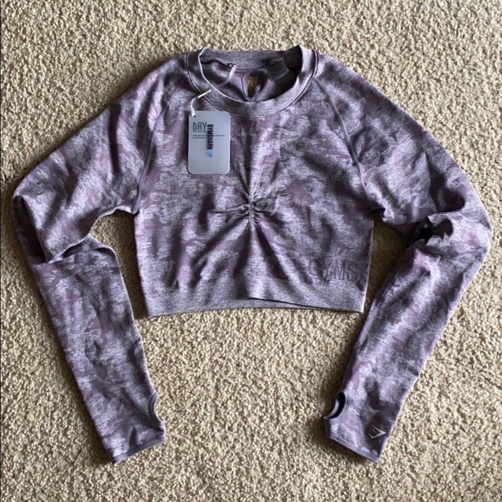 Gym Shark Purple Camo Crop Top